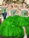 Latest Green Sweetheart Neckline Ruffles Sweet 16 Dresses Sleeveless Lace Up