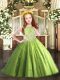 High End Tulle Zipper Scoop Sleeveless Floor Length Kids Formal Wear Beading and Appliques