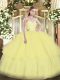 Gorgeous Sleeveless Lace Up Floor Length Beading and Ruffled Layers 15 Quinceanera Dress