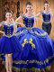 Royal Blue Quinceanera Dress Sweet 16 and Quinceanera with Embroidery Off The Shoulder Sleeveless Lace Up