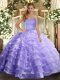 Fine Lavender Lace Up Sweetheart Ruffled Layers 15 Quinceanera Dress Organza Sleeveless