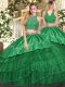 Romantic Sleeveless Beading and Embroidery and Ruffled Layers Zipper 15 Quinceanera Dress