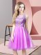Lilac Tulle Zipper Evening Dress Sleeveless Knee Length Beading