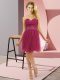 Delicate Fuchsia Zipper Beading Sleeveless Mini Length