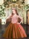 Tulle Spaghetti Straps Sleeveless Lace Up Appliques Girls Pageant Dresses in Rust Red