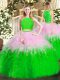 Spectacular Floor Length Two Pieces Sleeveless Multi-color 15 Quinceanera Dress Zipper