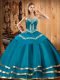 Ball Gowns Quinceanera Gown Teal Sweetheart Organza Sleeveless Floor Length Lace Up