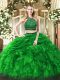 Artistic Floor Length Two Pieces Sleeveless Green Sweet 16 Dresses Zipper