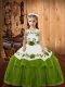 Sleeveless Lace Up Floor Length Embroidery and Ruffled Layers Child Pageant Dress