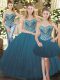 Sleeveless Lace Up Floor Length Beading Sweet 16 Dress