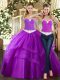 Trendy Ball Gowns Quinceanera Gown Purple Sweetheart Tulle Sleeveless Floor Length Lace Up