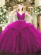 Fuchsia Sleeveless Floor Length Beading and Ruffles Zipper 15 Quinceanera Dress