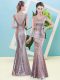 Floor Length Zipper Gold for Prom and Party with Sequins