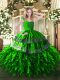 Green Zipper Straps Beading and Lace and Ruffles Quinceanera Dresses Organza Sleeveless