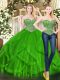 Flare Tulle Sweetheart Sleeveless Lace Up Beading and Ruffles Quinceanera Gowns in Green