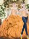 Shining Orange Red Sweet 16 Quinceanera Dress Military Ball and Sweet 16 and Quinceanera with Beading and Ruffles Off The Shoulder Sleeveless Lace Up