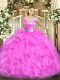 Sleeveless Zipper Floor Length Beading and Ruffles 15 Quinceanera Dress