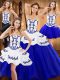 Royal Blue Strapless Lace Up Embroidery Sweet 16 Quinceanera Dress Sleeveless