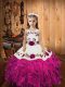 Latest Fuchsia Straps Neckline Embroidery and Ruffles Little Girl Pageant Dress Sleeveless Lace Up