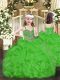 New Arrival Green Organza Lace Up Straps Sleeveless Floor Length Little Girls Pageant Dress Beading and Ruffles