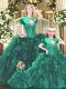 Clearance Sweetheart Sleeveless Lace Up Sweet 16 Dresses Green Organza