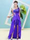 Glittering Elastic Woven Satin and Sequined Sleeveless High Low Prom Gown and Beading