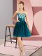 New Style Mini Length Teal Prom Party Dress Sweetheart Sleeveless Zipper