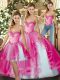 Fuchsia Organza Lace Up Sweetheart Sleeveless Floor Length Sweet 16 Quinceanera Dress Ruffles