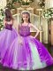 Custom Design Lilac Sleeveless Beading Floor Length Glitz Pageant Dress