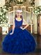 Stylish Royal Blue Scoop Neckline Beading and Ruffles Little Girl Pageant Gowns Sleeveless Zipper
