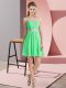 Top Selling Cap Sleeves Mini Length Beading Lace Up Prom Gown with Apple Green