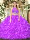 Lilac Sleeveless Beading and Ruffles Floor Length Quinceanera Gowns