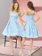 Dazzling Aqua Blue Scoop Zipper Bowknot Dama Dress Sleeveless