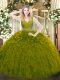 Top Selling Beading and Ruffles Vestidos de Quinceanera Olive Green Zipper Sleeveless Floor Length
