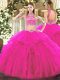 High-neck Sleeveless Backless Sweet 16 Dress Fuchsia Tulle High-neck Sleeveless Backless Sweet 16 Dress Fuchsia Tulle