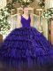 Sleeveless Zipper Floor Length Beading and Ruffled Layers 15 Quinceanera Dress
