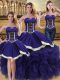 Purple Lace Up Vestidos de Quinceanera Beading and Ruffles Sleeveless Floor Length