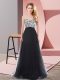 Floor Length Lace Up Vestidos de Damas Black for Prom and Party with Beading