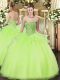 Low Price Tulle Sleeveless Floor Length Ball Gown Prom Dress and Beading and Ruffles
