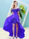Low Price Purple Off The Shoulder Neckline Beading Short Sleeves Lace Up