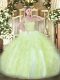 Fine Floor Length Zipper Quinceanera Dresses Yellow Green for Military Ball and Sweet 16 and Quinceanera with Beading and Ruffles