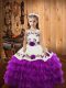 Eggplant Purple Ball Gowns Straps Sleeveless Organza Lace Up Lace Girls Pageant Dresses