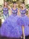 Captivating Sleeveless Tulle Floor Length Lace Up Vestidos de Quinceanera in Lavender with Beading and Ruffles