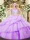Scoop Sleeveless Zipper Quince Ball Gowns Lavender Tulle