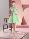 Sexy Apple Green A-line Chiffon Bateau Sleeveless Beading and Bowknot Mini Length Zipper Prom Party Dress