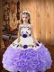 Custom Made Straps Sleeveless Fabric With Rolling Flowers Pageant Dress for Teens Embroidery and Ruffles Lace Up