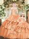 Rust Red Tulle Lace Up Off The Shoulder Sleeveless Floor Length Quinceanera Gowns Beading and Ruffles  Rust Red Tulle Lace Up Off The Shoulder Sleeveless Floor Length Quinceanera Gowns Beading and Ruffles