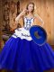 Traditional Strapless Sleeveless Tulle Quinceanera Dresses Embroidery Lace Up