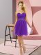 Mini Length Purple Prom Evening Gown Sweetheart Sleeveless Zipper