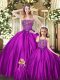 Fashionable Eggplant Purple Sleeveless Beading Floor Length Vestidos de Quinceanera